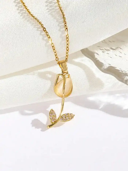 El Regalo Perfecto 💝 Collar + Pulsera Blanca Tulipán con Caja de Regalo GRATIS