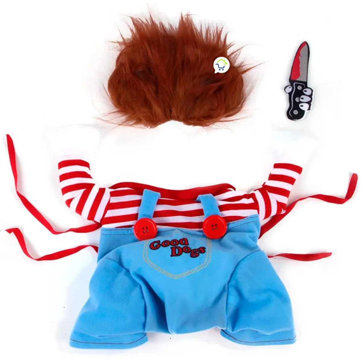 👹🐶 Disfraz Chucky Mascota + Máscara LED Oso Macabro – El Combo Más Viral de Halloween