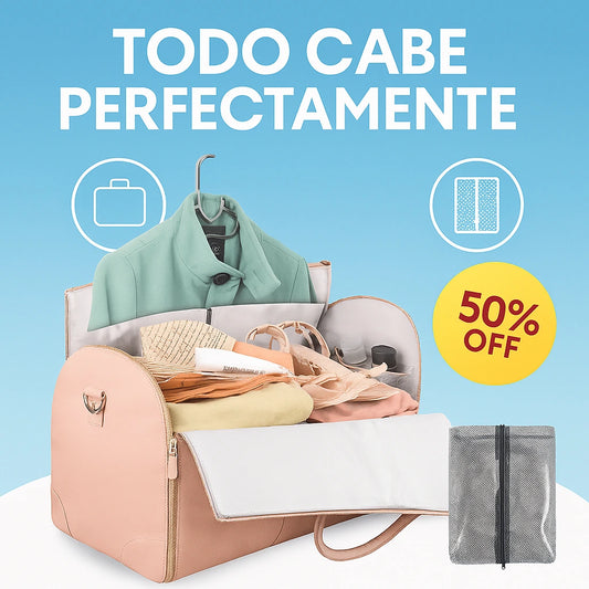 Bolsa de Viaje Multiusos 3 en 1 — Lleva tu ropa sin arrugas, sin estrés y sin cargar de más.