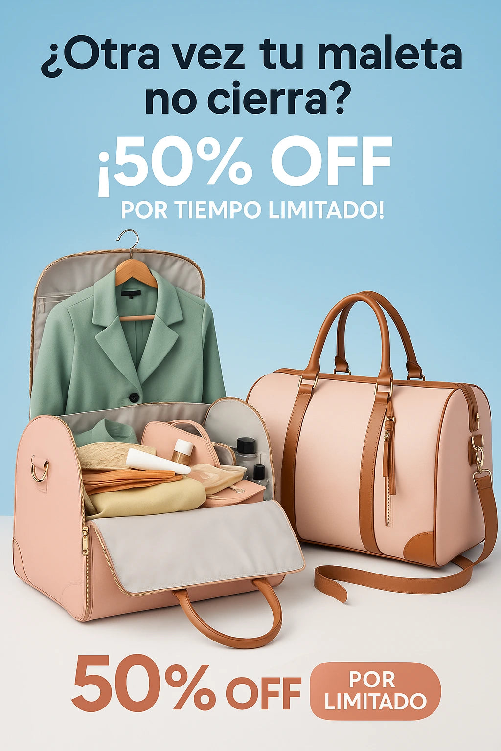 Bolsa de Viaje Multiusos 3 en 1 — Lleva tu ropa sin arrugas, sin estrés y sin cargar de más.