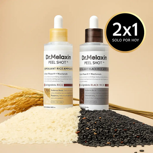 Dr. Melaxin™Ampolla Rice & Black Combo 2x1 🚨 | Doble exfoliación coreana + piel radiante