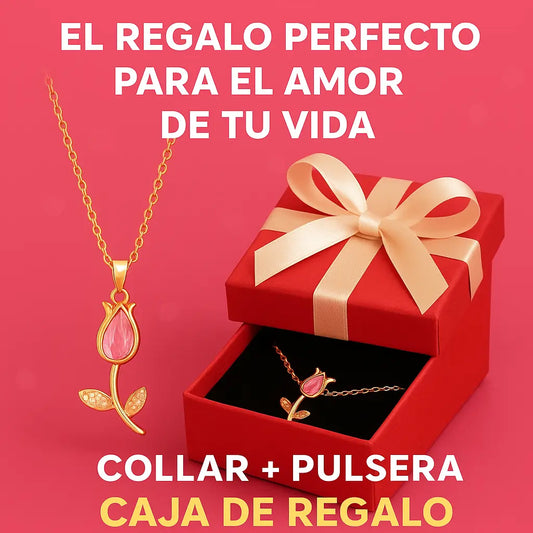 El Regalo Perfecto 💝 Collar + Pulsera Blanca Tulipán con Caja de Regalo GRATIS
